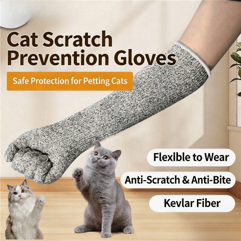 Cat Grooming Gloves with Long Arm Coverage, 6-Piece Scratch-Resistant Set for Nail Trimming, Bathing and Gentle Dog and Cat Handling
