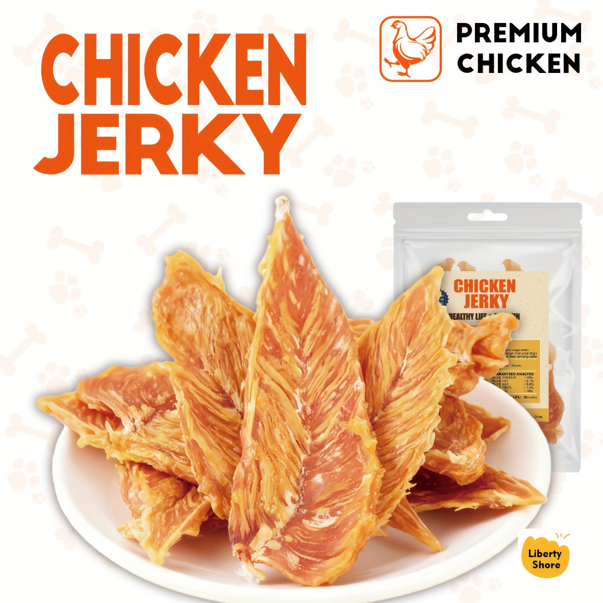 Rawhide-Free Chicken Jerky Dog Treats with Real Chicken Breast, No Artificial Flavors, 600g or 900g Options for Supervised Snack Time