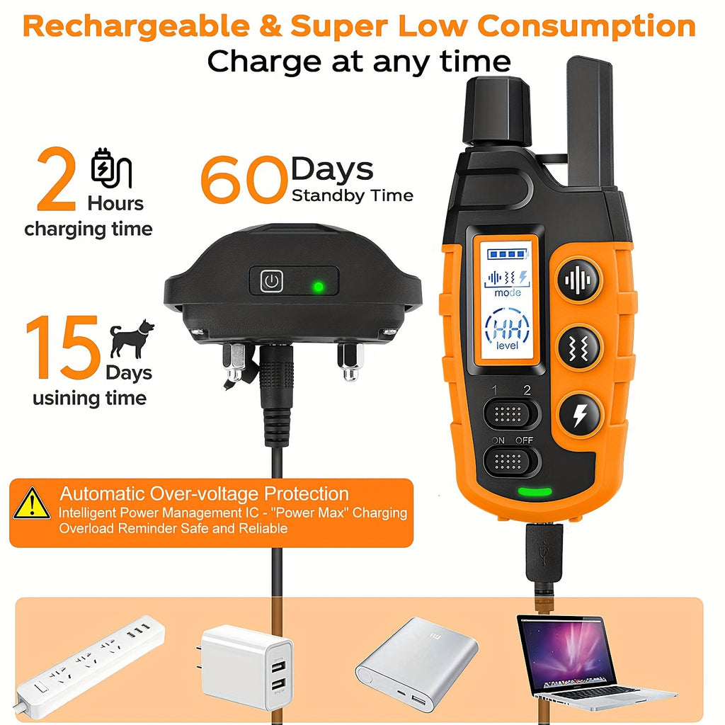 Rechargeable Dog Training Collar for 2 Dogs, 2800ft Listed Remote Range with Beep, Vibration and Static Stimulation for Supervised Training