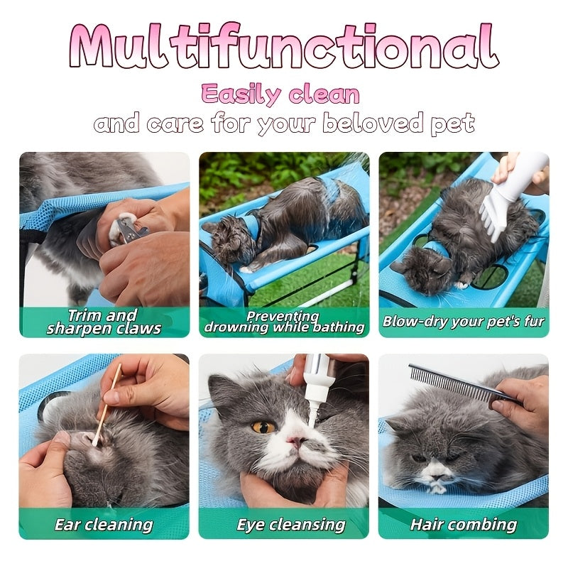 Folding Pet Grooming Table for Cats and Small Dogs, Detachable Grooming Support Hammock for At-Home Coat Trimming in Khaki or Black