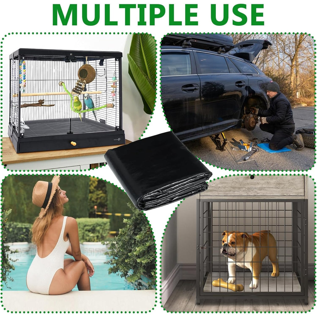 Bird Cage Floor Mat 47.2 x 35.4 Inches, Black 3mm Felt Protective Liner with Non-Slip Backing and Cut-to-Fit Design for Pet Cage Areas