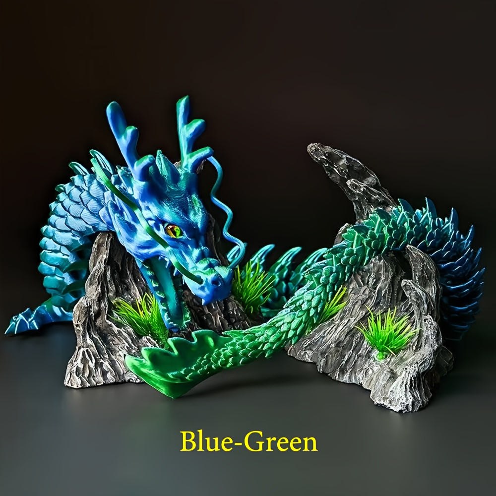 3D Printed Dragon Figurine, Large 88cm Articulated Dragon with Movable Joints and Mouth for Desktop Display, Fantasy Decor and Birthday Gifts