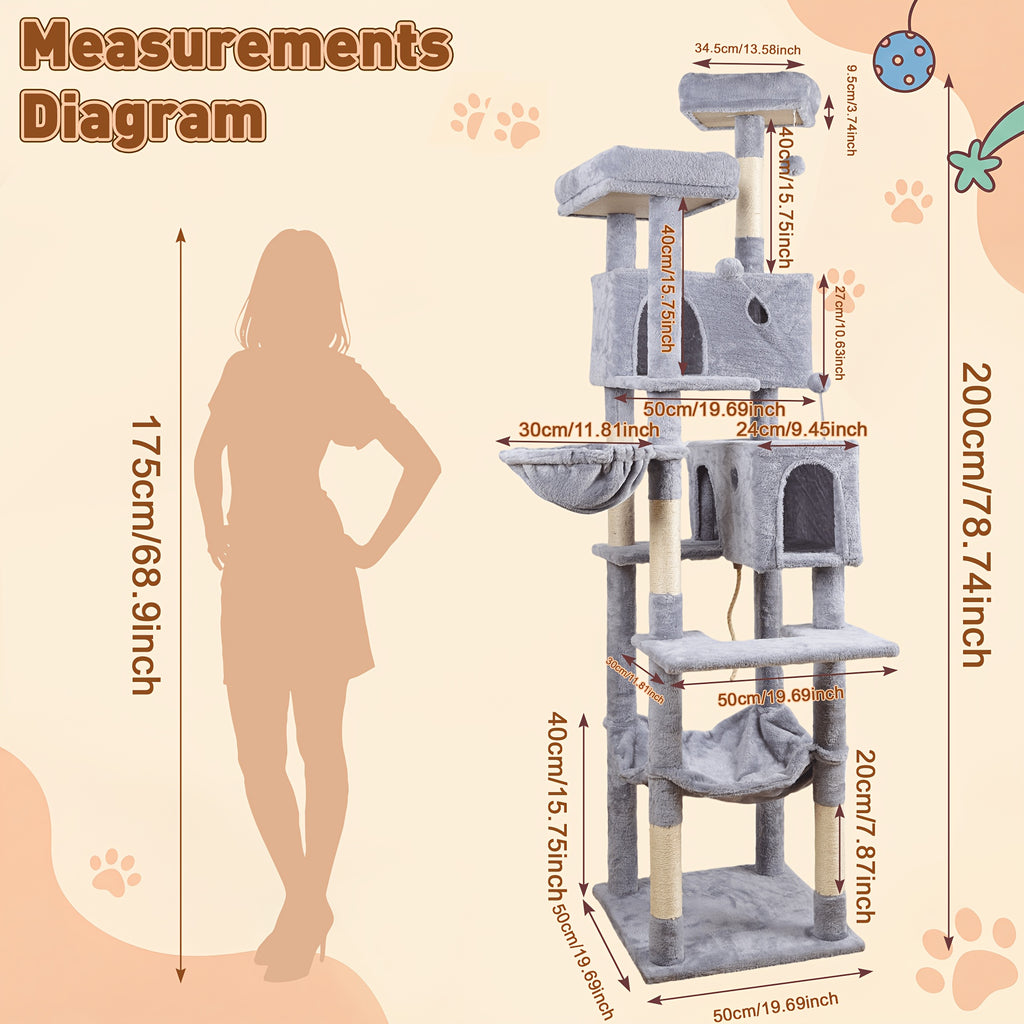 Multi-Level Cat Tree with Plush Resting Areas and Scratching Posts, Indoor Cat Tower in Three Colors with Separate Replacement Column Options