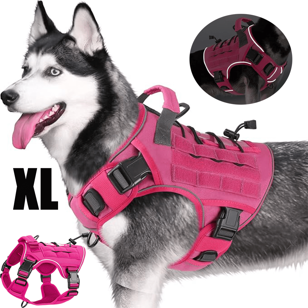Tactical Dog Harness Vest with Adjustable Reflective Design, Machine Washable Outdoor Walking and Obedience Training Gear in S, M, L and XL