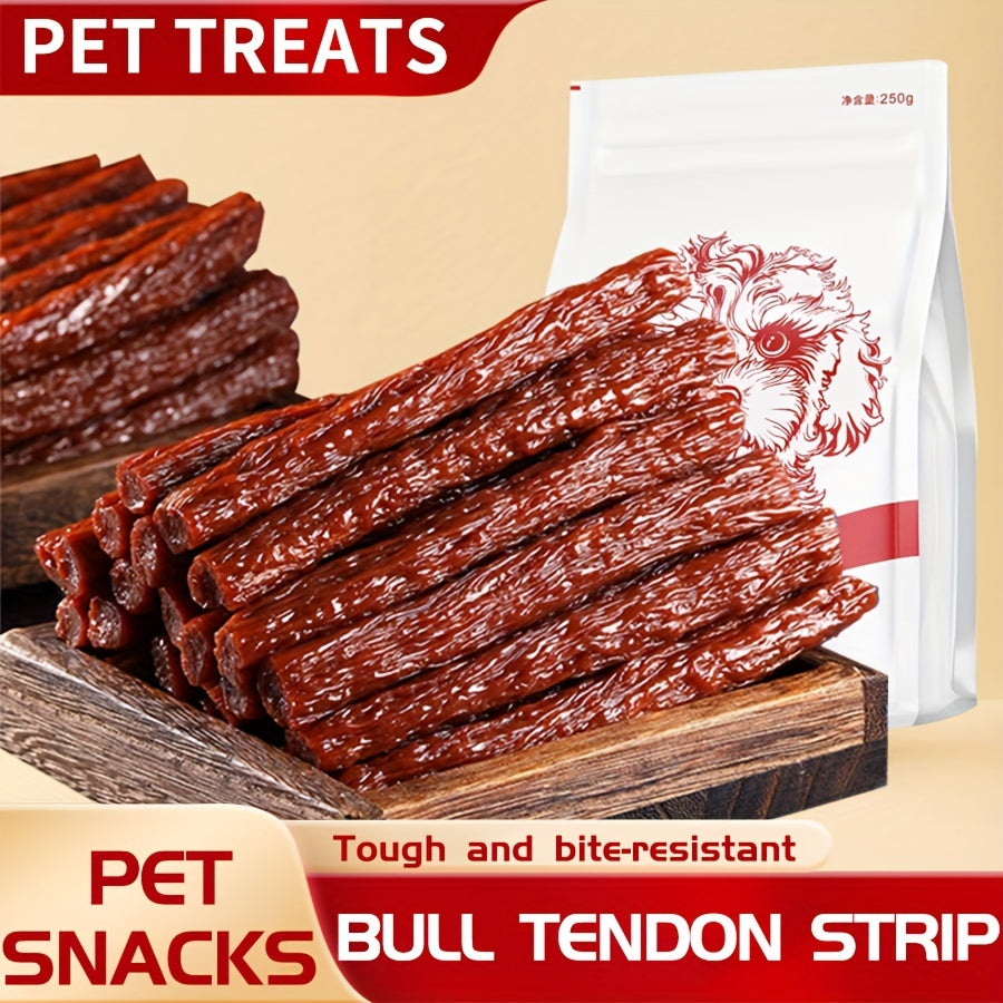 Dried Beef Tendon Strips for Dogs, 250g Single Bag or 500g Two-Pack Options, Chewy Jerky Snacks for Supervised Rewards and Training Routines