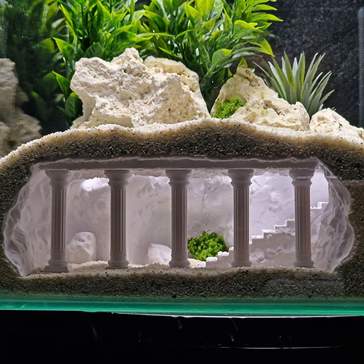 Aquarium Castle Decoration with Betta Hideout Caves, White PLA Palace Ornament for Fish Tank Aquascaping and Fish Enthusiast Gifts