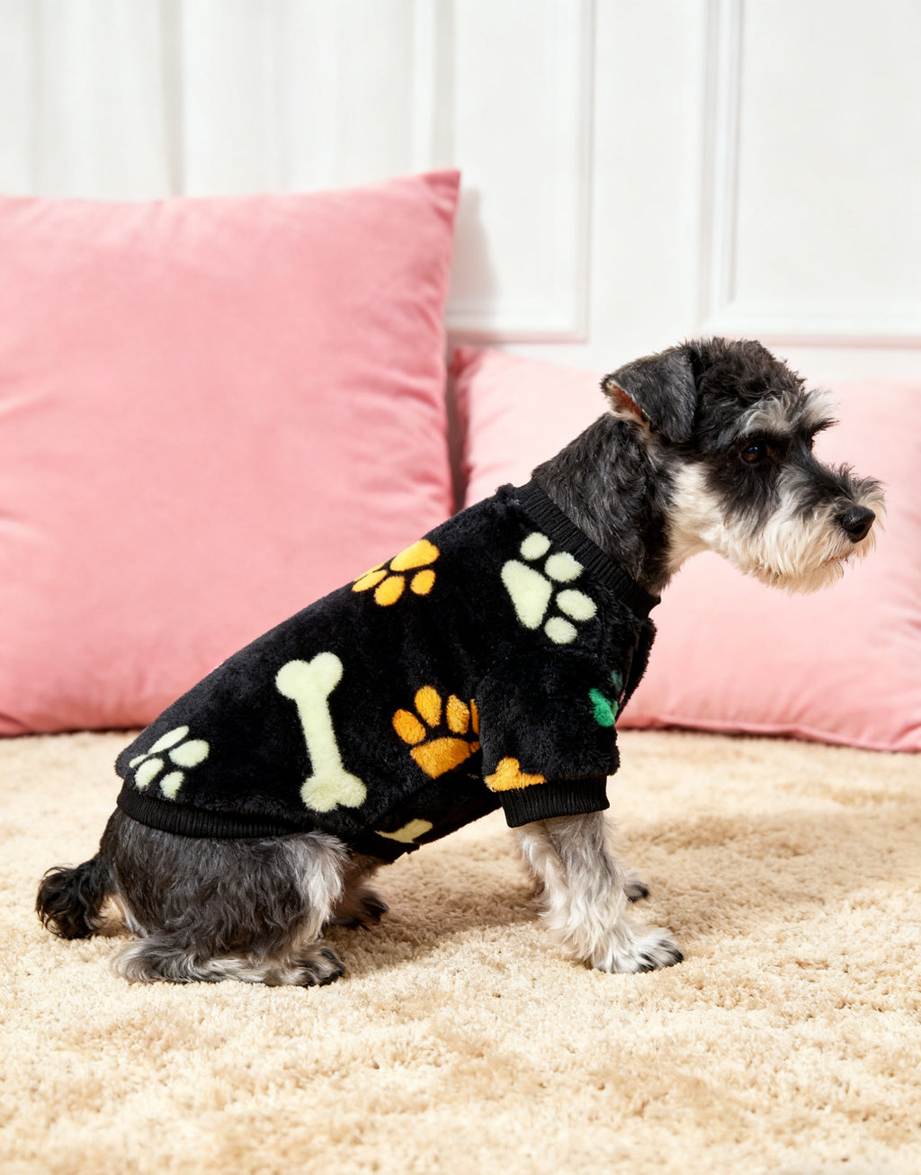 Warm Winter Dog Sweater for Small Medium Dogs, Soft Paw Print Puppy Cold Weather Outfit, Cozy Pet Apparel for Chihuahua Schnauzer Teddy Breeds, XS-XXL