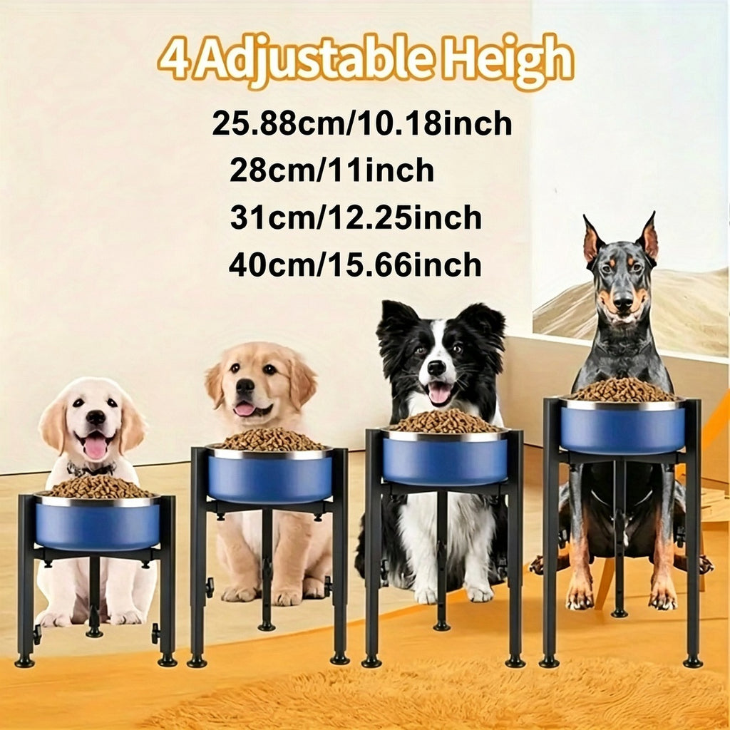 Height Adjustable Dog Bowl Stand, 8.5–14.5 Inch Metal Raised Bowl Holder for 7–11 Inch Bowls, Felt Noise-Reducing Pads for Medium and Large Dogs