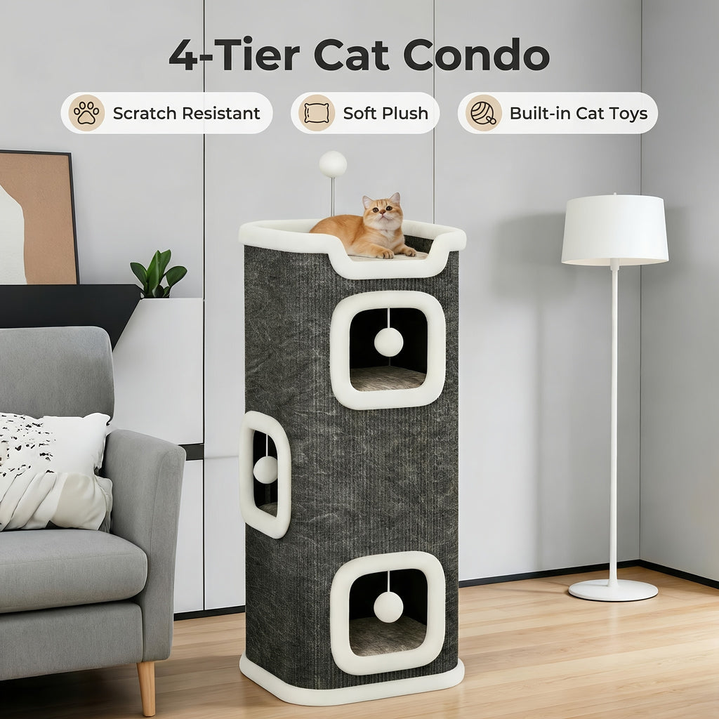 Small Cat Tree with Sisal Scratching Post and Cozy Condo Nest, Multi-Tier Indoor Cat Tower in 23 or 23.62 Inch Options for Kittens and Cats