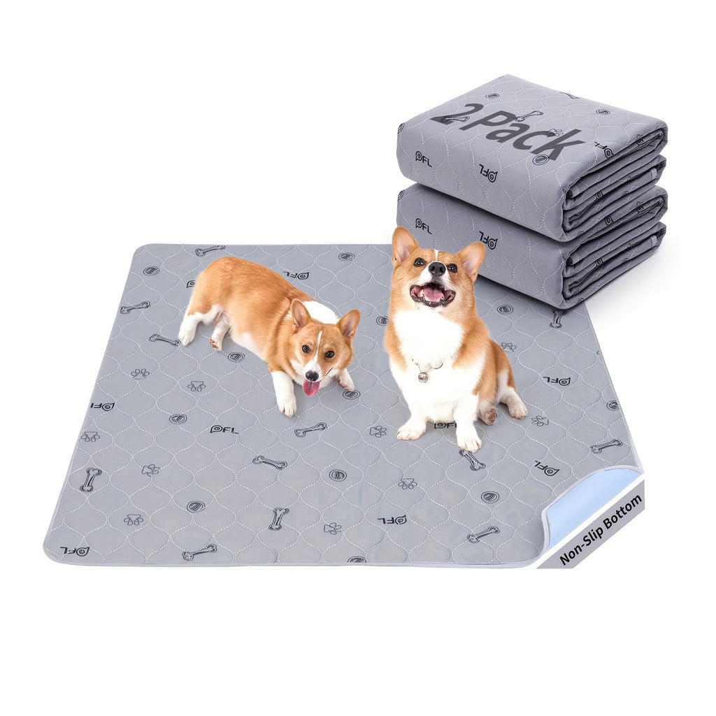 Bone Print Washable Pee Pads for Dogs, Reusable Absorbent Puppy Training and Whelping Mats with Non-Slip Backing for Crates, Couches and Playpens
