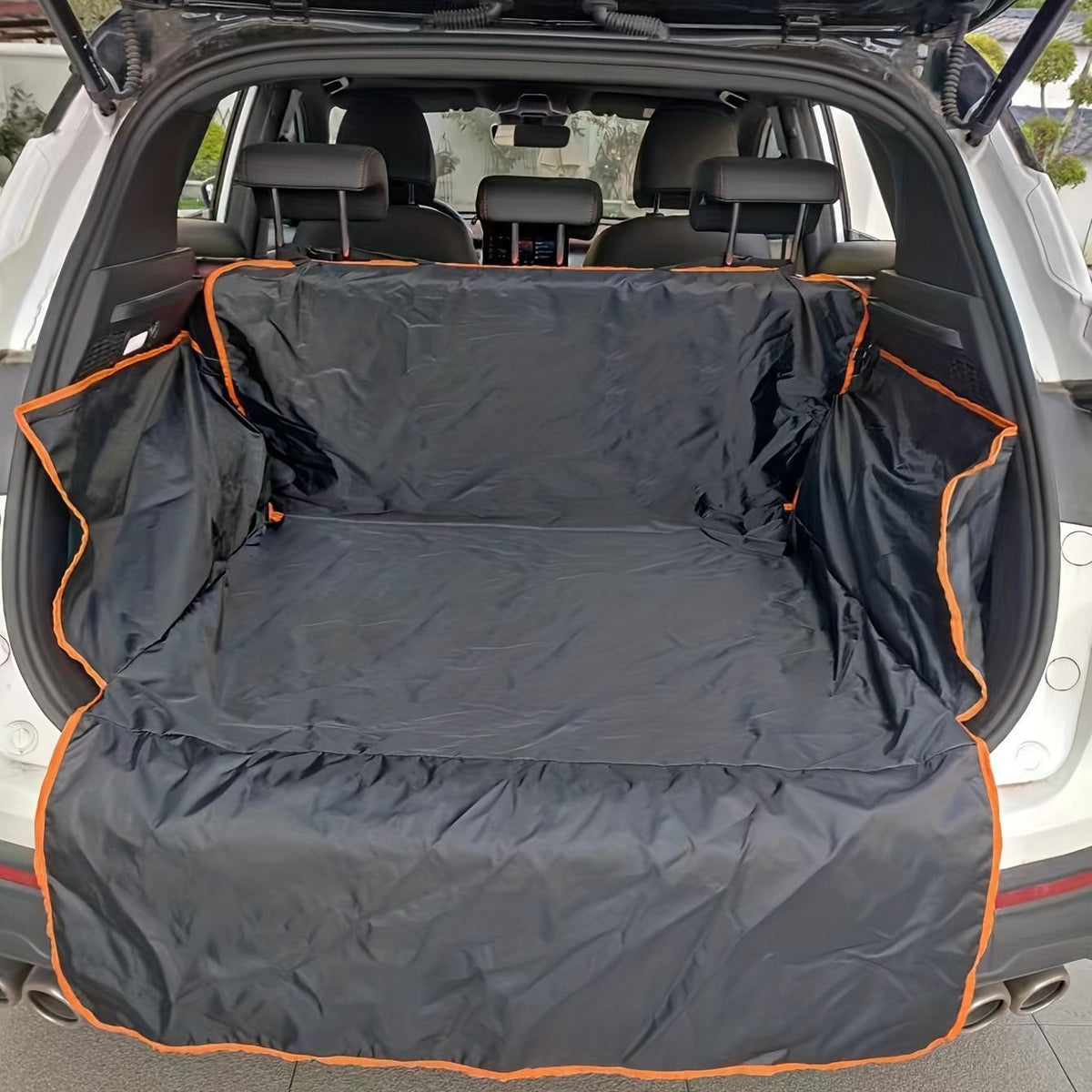Dog Cargo Cover with Orange Edge, Thin Washable Oxford Fabric Trunk Liner for Compatible SUVs, Pet Interior Protection Mat for Everyday Travel