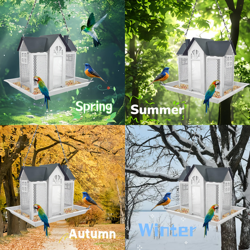 Metal Mesh Bird Feeder for Outdoors, Hanging Wild Bird Feeding Station for Backyard and Garden Birdwatching, Four Color Options for Bird Lover Gifts