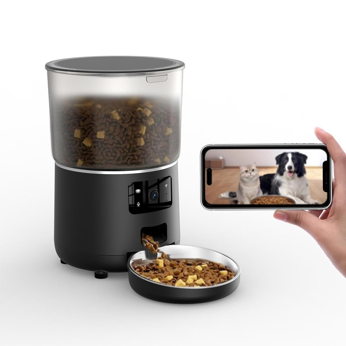 4L Automatic Pet Feeder by NPET, Cat and Dog Food Dispenser with Stainless Steel Bowl, USB or Battery Power and App or Camera Version Options