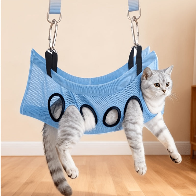 Pet Grooming Support Hammock with Fixing Brackets for Small and Medium Cats and Dogs, Nail Trimming, Bathing and Coat Care in Pink or Blue