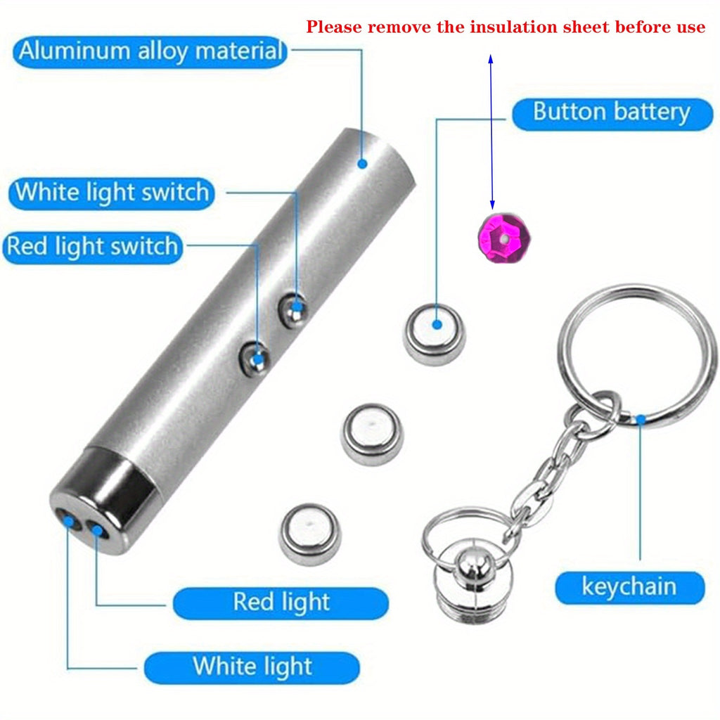 Cat Laser Pointer 6-Pack with Keychain and LED Flashlight, Multicolor Mini Handheld Chase Toys for Supervised Indoor Cat Play