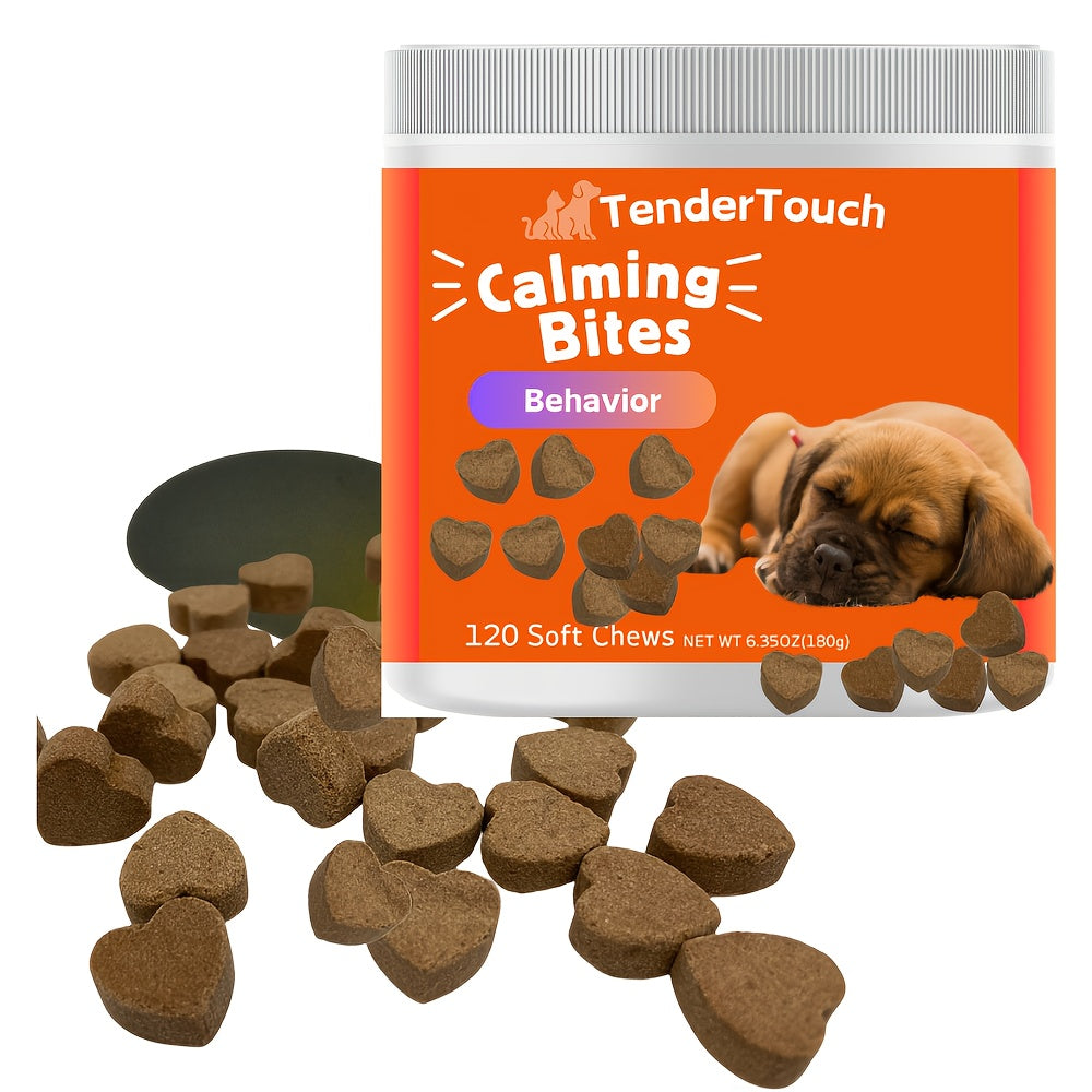 Dog Calming Chews by TenderTouch, 120-Count Canine Supplement in Chewable Format for Owner-Managed Relaxation and Wellness Routines