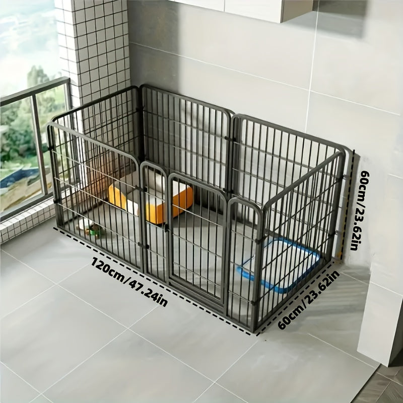 Indoor Dog Enclosure with Flexible Layout for Rest, Play and Potty Areas, Stainless Steel Pet Pen in Black or White for Small and Medium Dogs