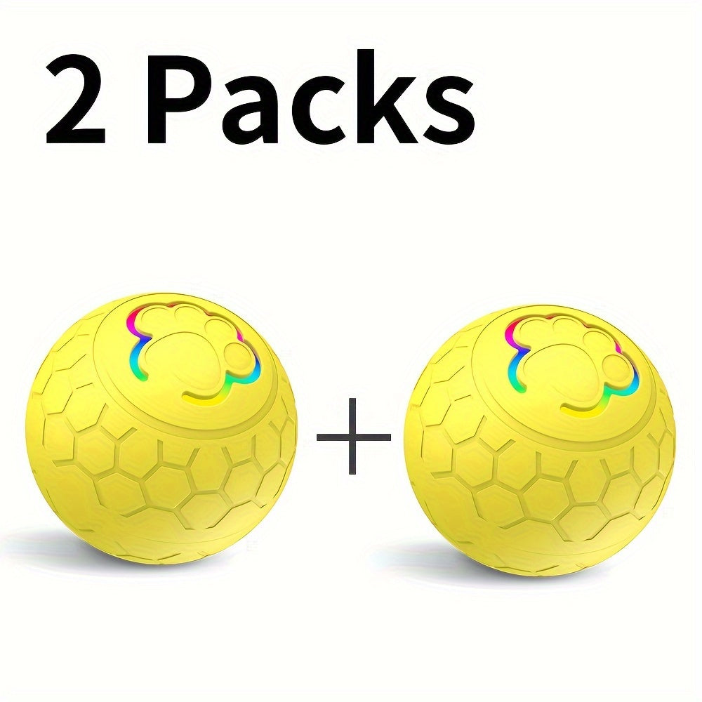 Interactive Pet Balls 2 Pack with Motion Sensor and Flashing Lights, USB Rechargeable Jumping and Rolling Toys for Small Dogs and Cats, Two Modes