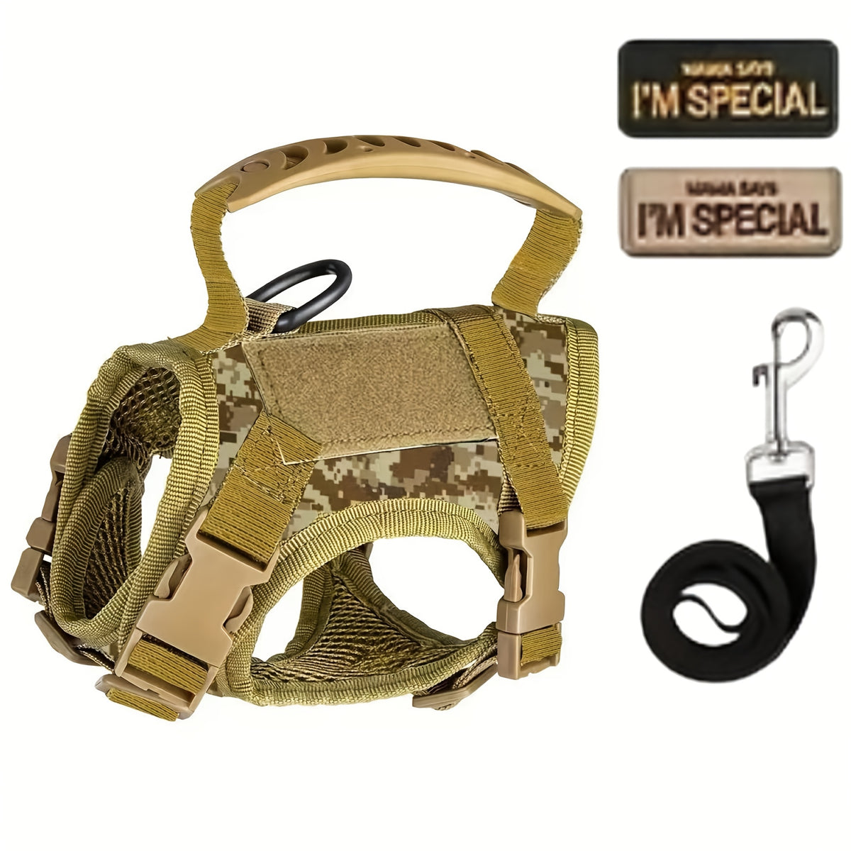 Cat Vest with Rubber Handle, Adjustable Tactical Nylon Pet Vest with Mesh Padding and Quick-Release Buckle for Large Cats and Small Dogs