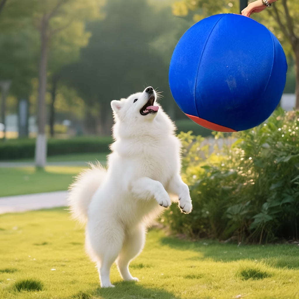 Inflatable Dog Herding Ball for Backyard Chase and Push Games, Battery-Free Interactive Pet Training Toy in Blue and Orange Options