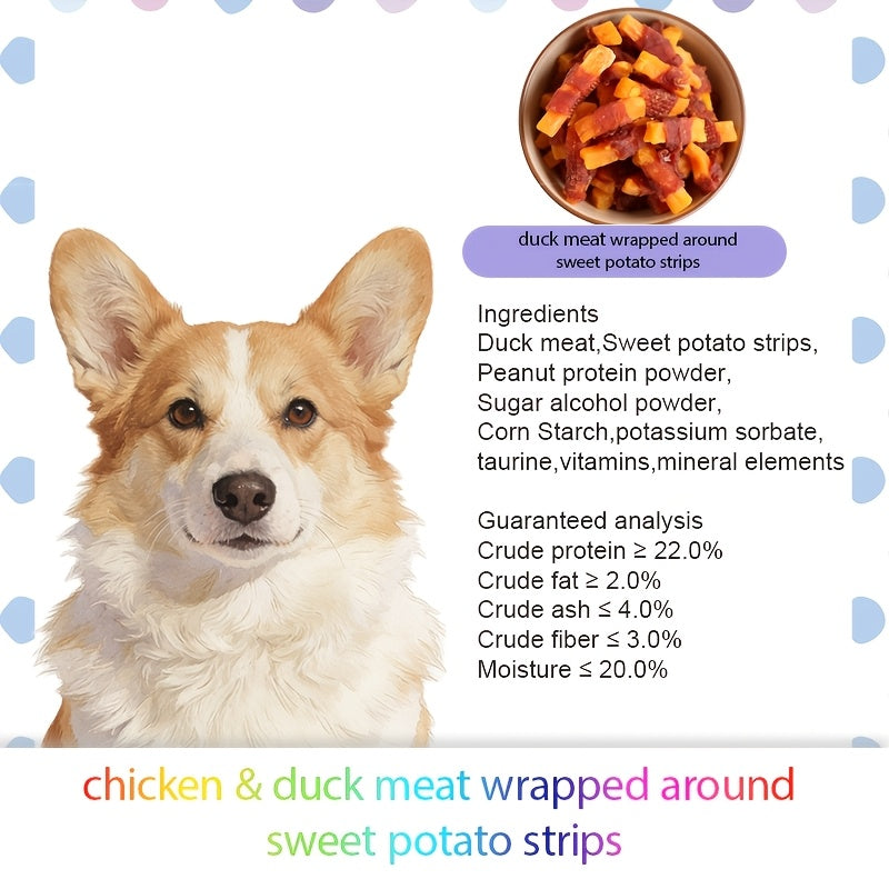 Duck Sweet Potato Dog Treats, Meat-Wrapped Sweet Potato Strips in 3.53 oz / 100g Options for Supervised Snack Time and Training Rewards