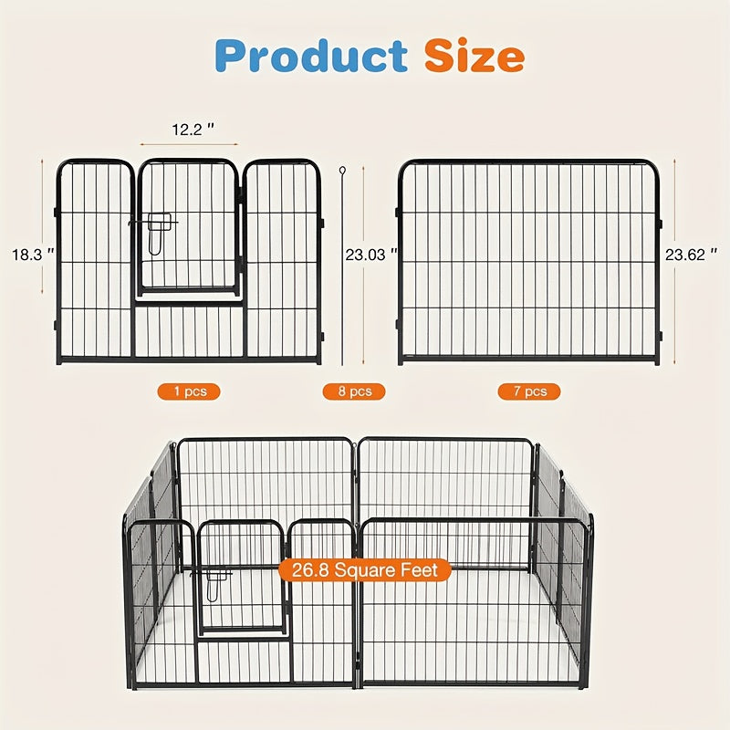 Puppy Exercise Playpen for Indoor Outdoor Use, 8-Piece 24, 32 or 40 Inch and 16-Piece 32 Inch Options for Supervised Dog Play and Home Routines