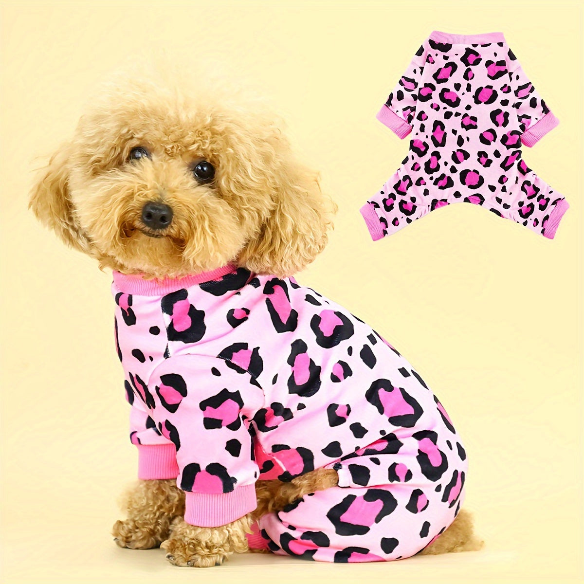 Pink Leopard Dog Apparel with Plush Styling, Pet Fashion Piece for Everyday Dress-Up, Birthday Photos and Dog Lover Gifts, Sizes XS to 4XL