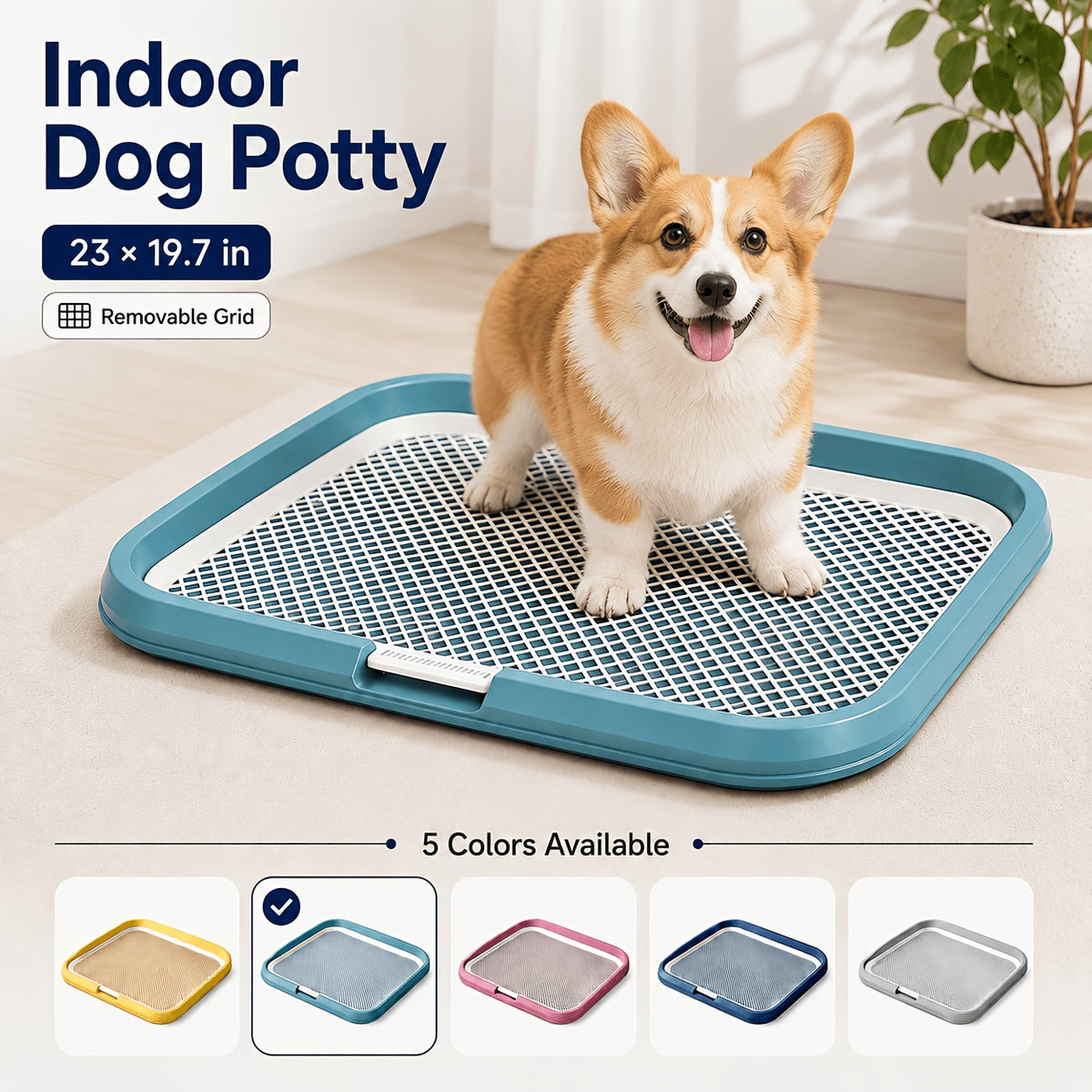 Dog Pee Pad Holder with Removable Grate, Leak-Proof Washable Puppy Potty Training Tray for Indoor Apartment Toilet Routines