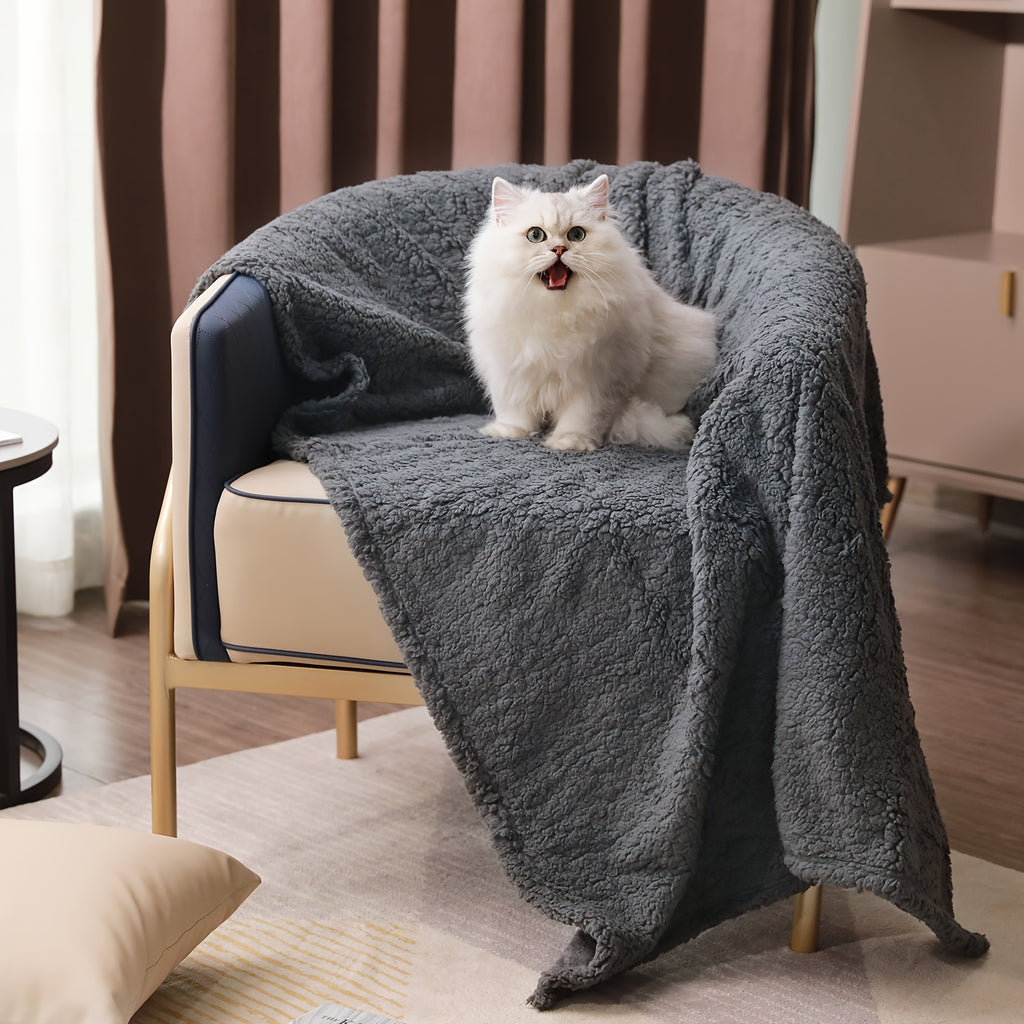 Sherpa Pet Blankets 3-Pack, Soft Fluffy Fleece Throws for Dogs, Puppies and Cats, Cozy Bedding Layers in Beige, Black and Gray Options