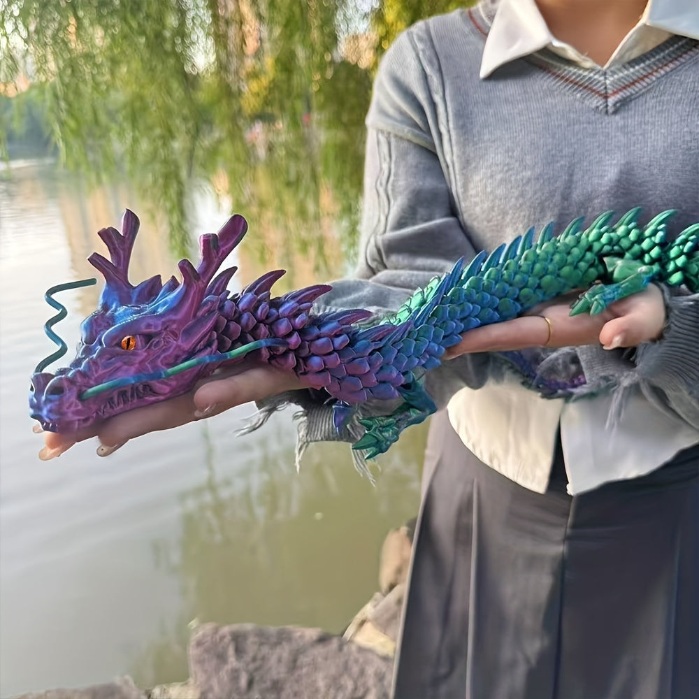 3D Printed Dragon Figurine, Large 88cm Articulated Dragon with Movable Joints and Mouth for Desktop Display, Fantasy Decor and Birthday Gifts