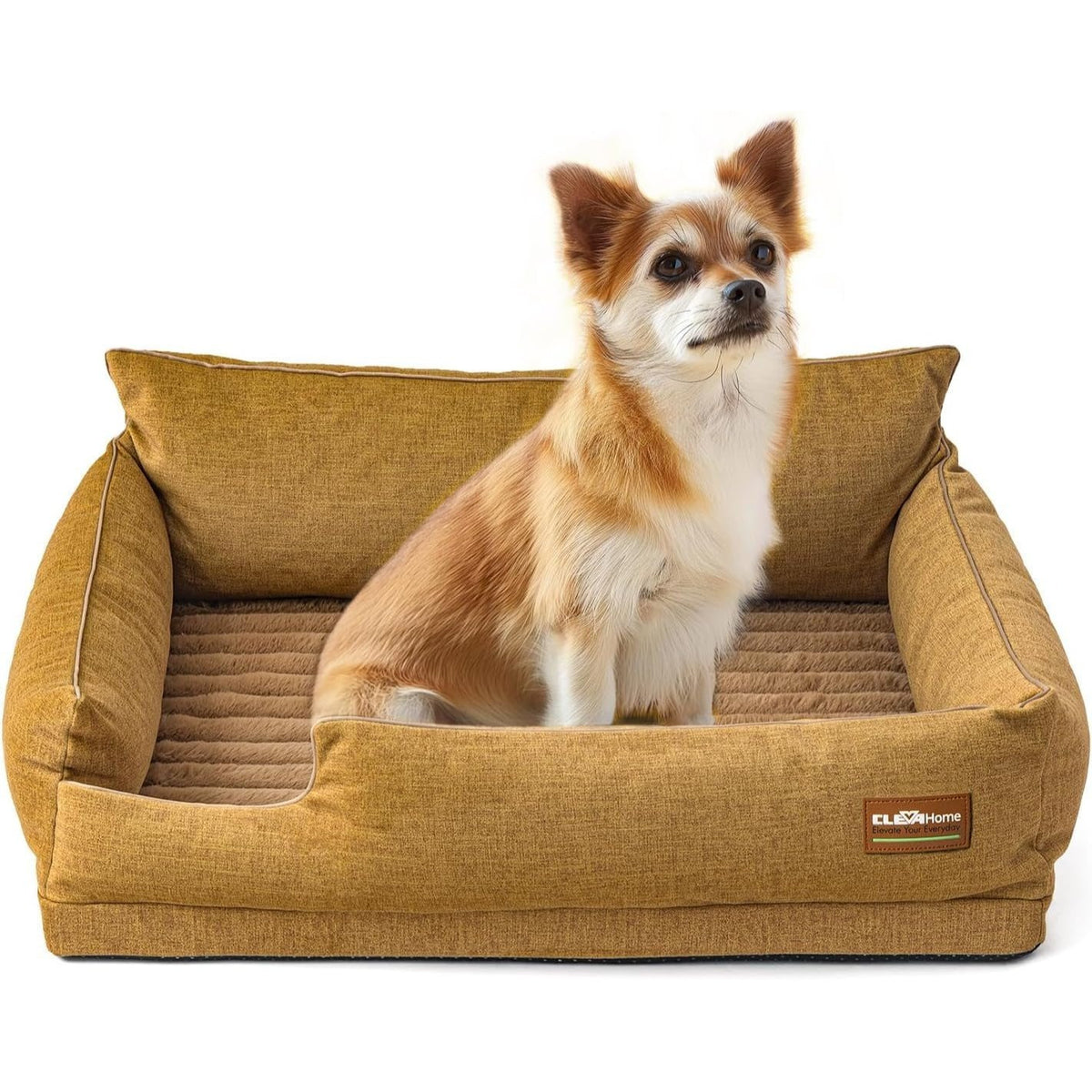 Dog Bed with Removable Bolsters, Egg Crate Foam Pet Sofa with Machine Washable Cover and Non-Slip Bottom, M L XL Sizes in Three Color Options