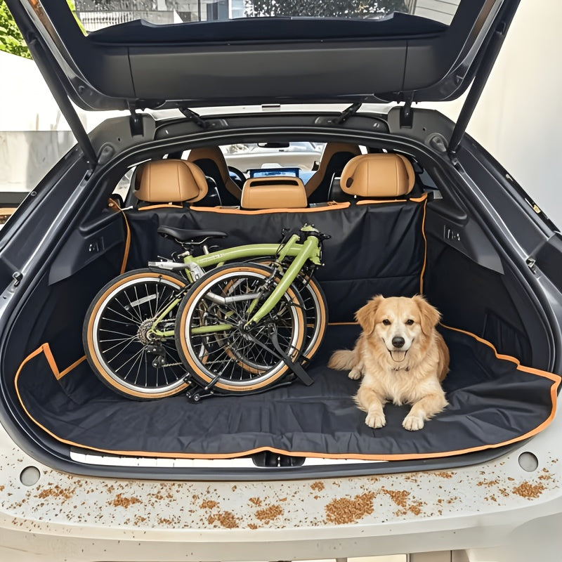 Dog Cargo Cover with Orange Edge, Thin Washable Oxford Fabric Trunk Liner for Compatible SUVs, Pet Interior Protection Mat for Everyday Travel