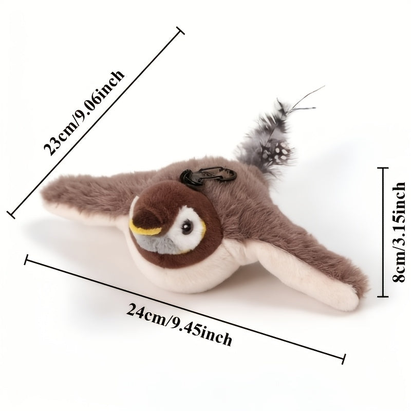 Rechargeable Bird Cat Toy 2-Pack, Cordless Flying Sparrow with Fluttering Wings and Jumping Motion for Supervised Indoor and Outdoor Play
