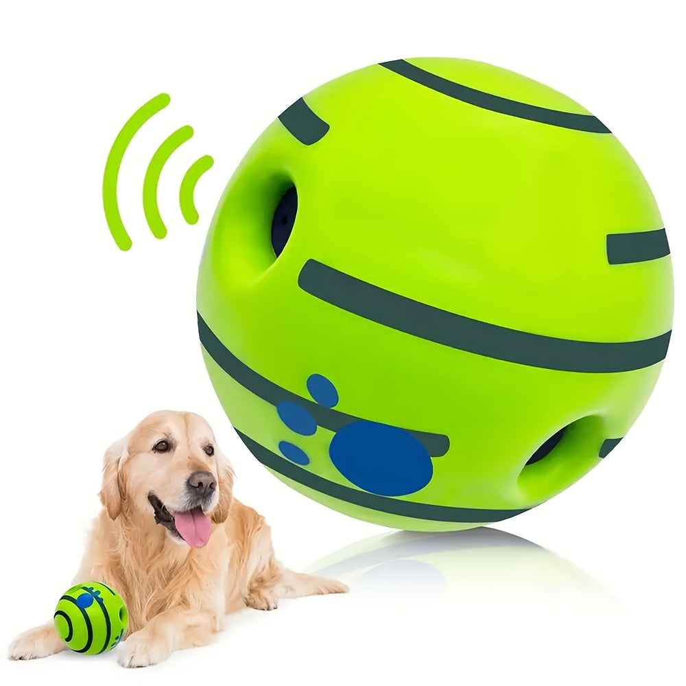 Dog Sound Ball 5.51 Inch in Green, Battery-Free Interactive Giggle Toy for Supervised Rolling, Chasing and Indoor or Outdoor Play Sessions