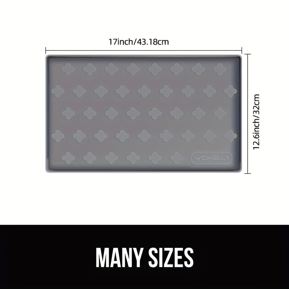 Pet Feeding Mat with Raised Edge, BPA-Free Non-Slip Dog and Cat Food Water Bowl Placemat, Dishwasher Safe in 34 x 22 or 17 x 12.6 Inches
