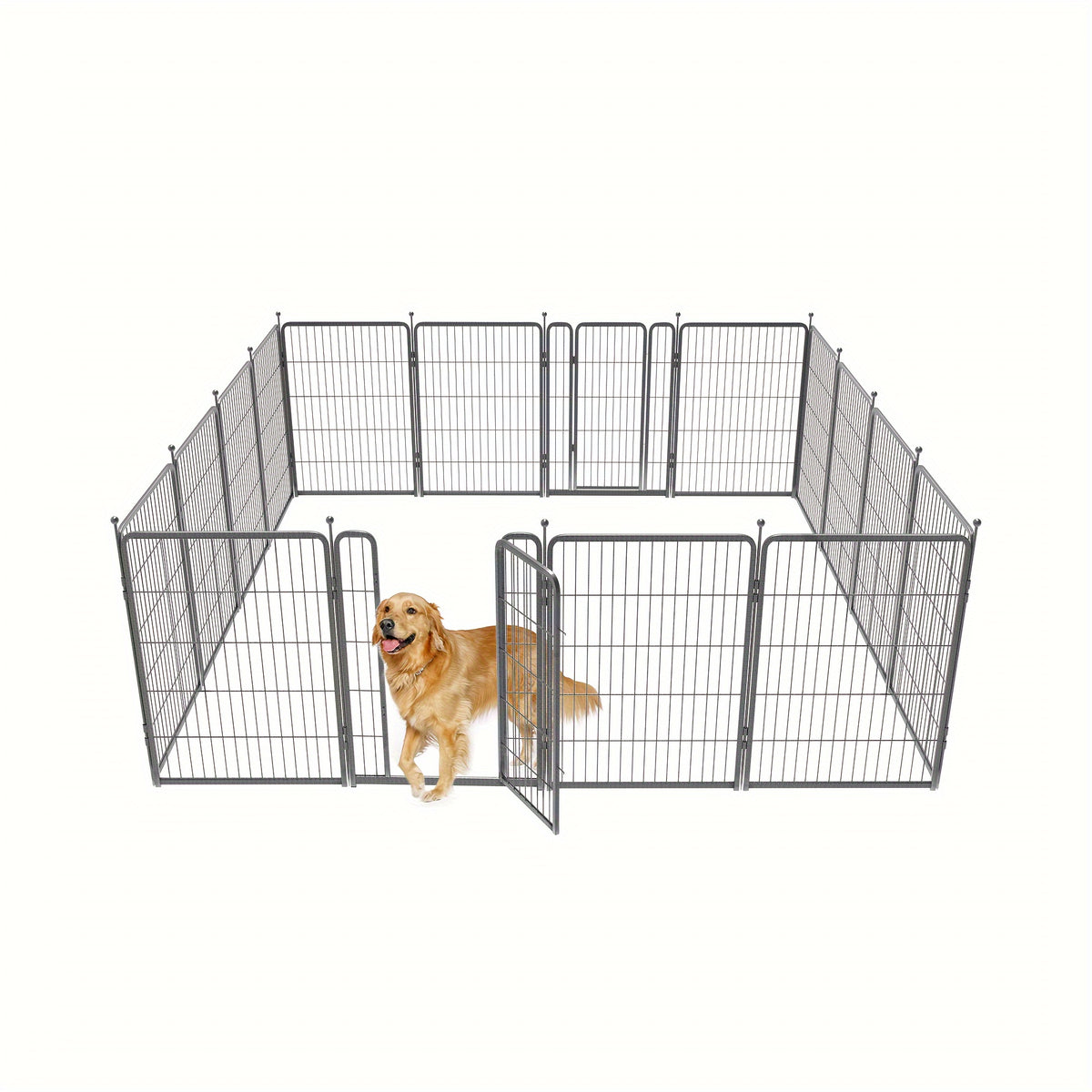 Dog Playpen 40 Inch in Silvery, Metal Pet Exercise Fence with Gate and 8, 16, 32 or 48 Panel Options for Indoor, Yard and RV Camping Use