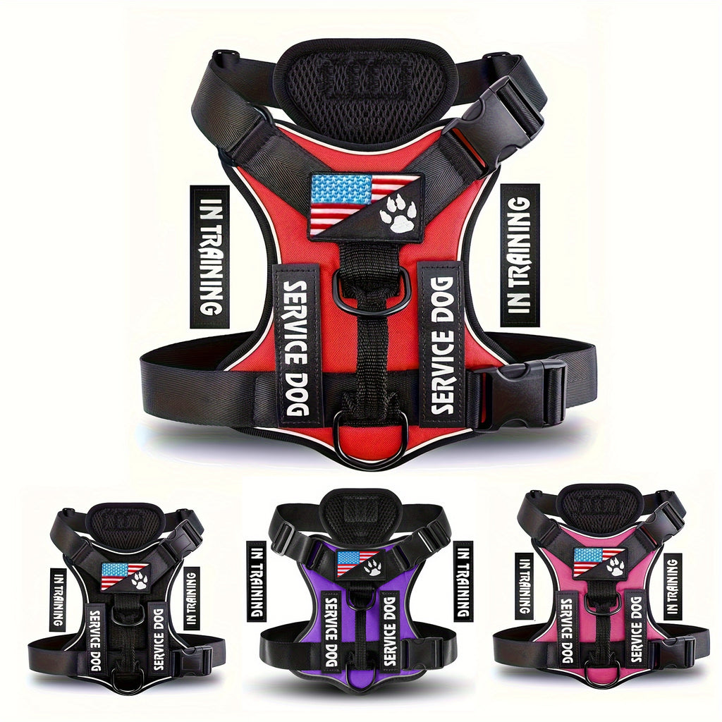 Dog Harness with Soft Control Handle, Adjustable Reflective Walking Vest for Daily Walks and Training, Five Color Choices in S to XL Sizes