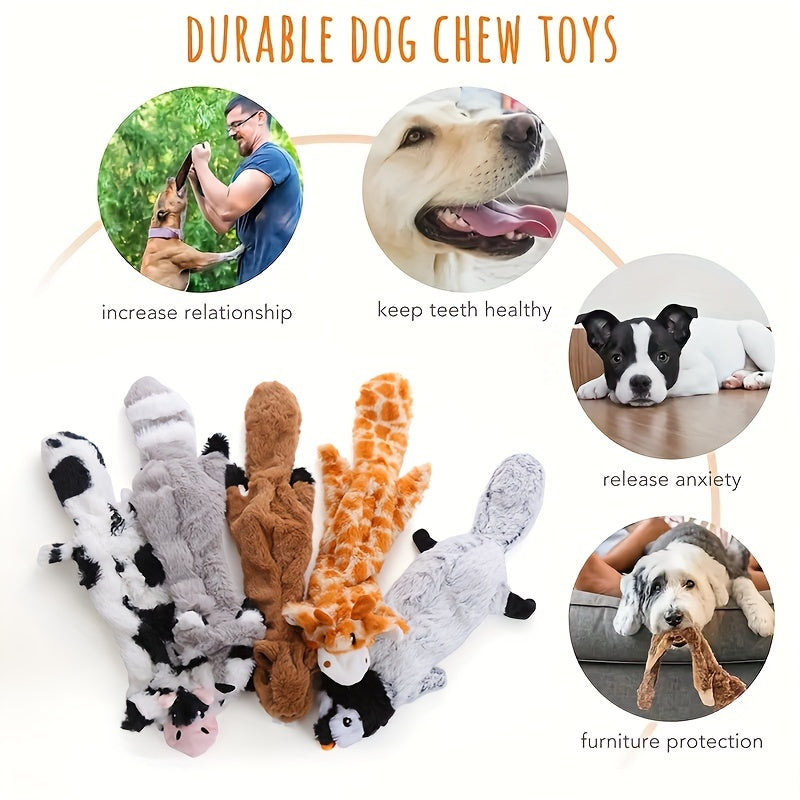 Long Animal Squeaky Dog Toys with Plush Texture, Interactive Chew and Gentle Play Companions for Supervised Puppy Games and Everyday Toy Rotation
