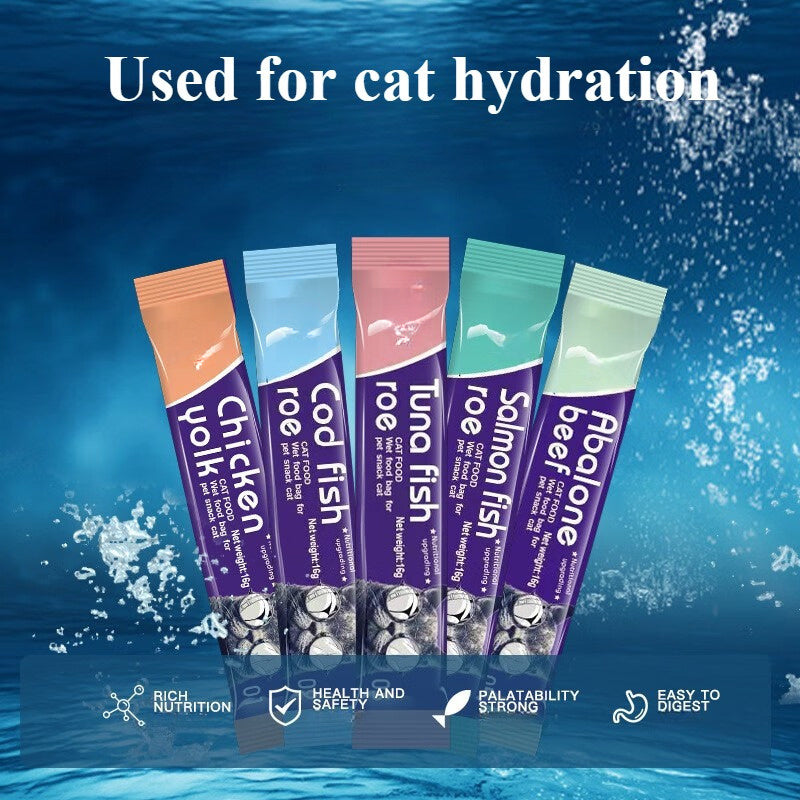 Cat Treat Sticks 100 or 200 Count, 16g Individual Cat Snacks in Five Mixed Flavors with Chicken, Salmon, Cod, Abalone Beef and Tuna Selections