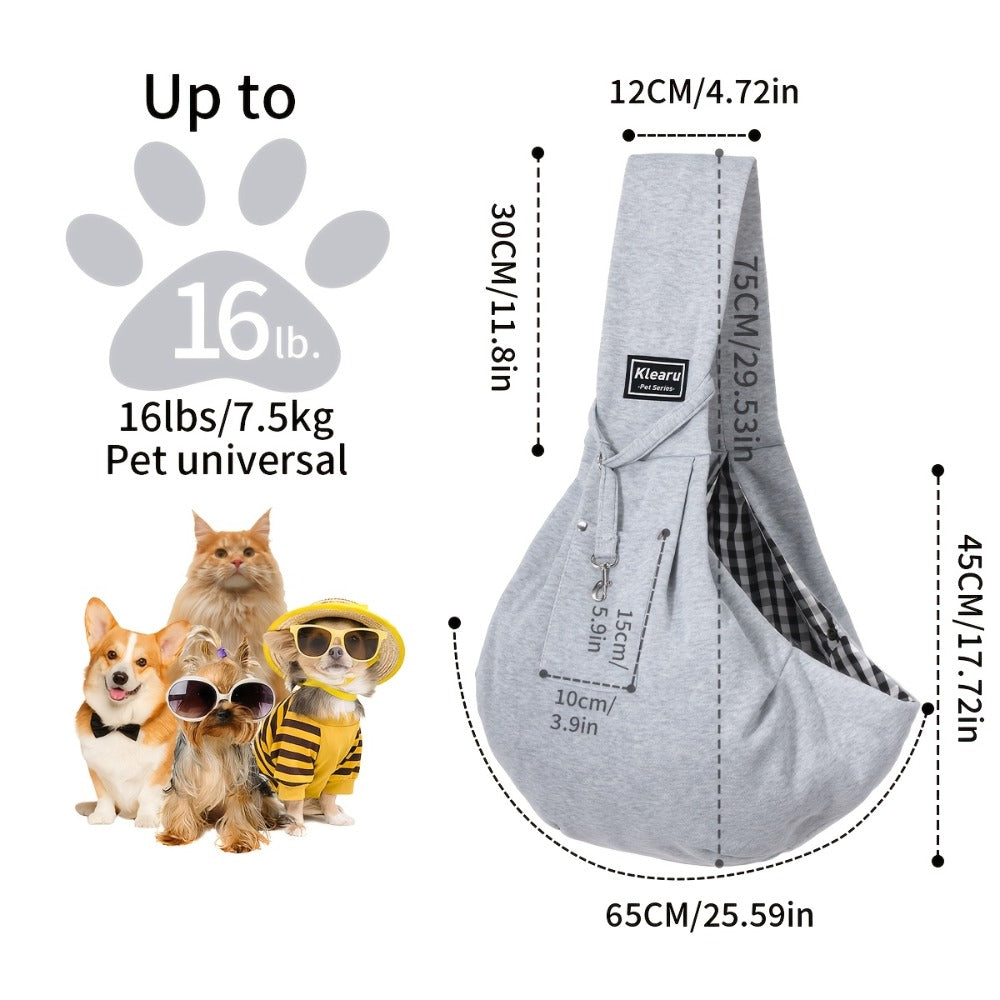 Crossbody Pet Carrier Sling for Dogs and Cats, Lightweight Breathable Foldable Travel Bag with 15 Poop Bags and Dispenser for Everyday Outings