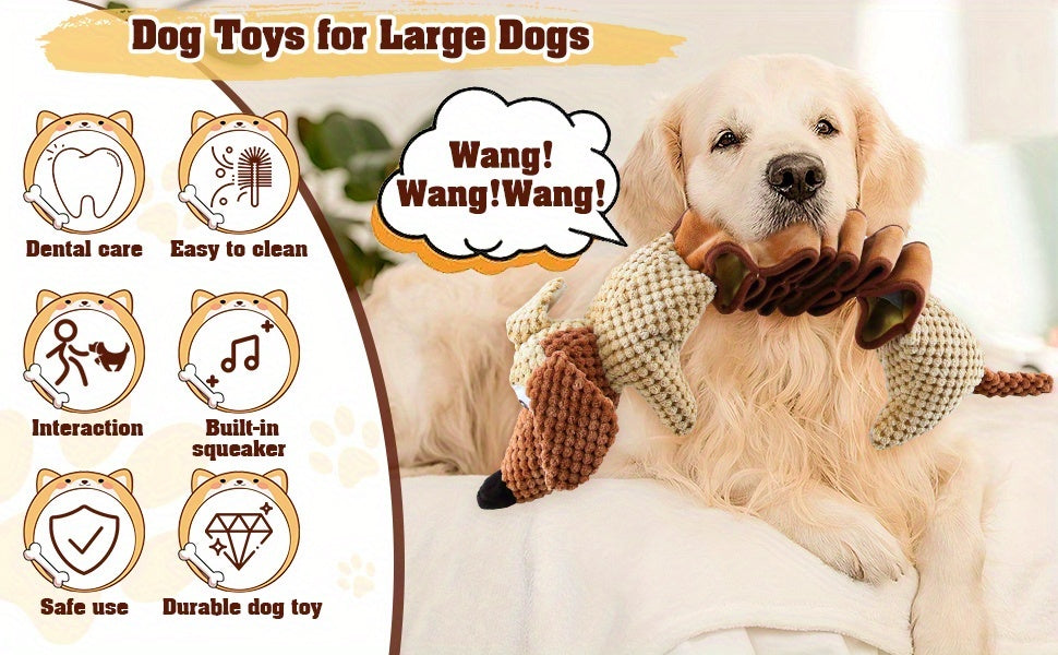 Stretchy Squeaky Dog Toy with Crinkle Paper, 15.7 Inch Plush Pull Toy Extending to 19.7 Inches for Supervised Tug and Fetch, Single or 2-Pack Options