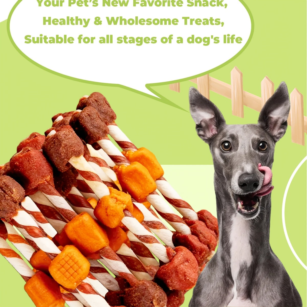 Triple Flavor Dog Chew Skewers with Chicken, Duck and Beef Options, Chicken Bone and Dumbbell Treat Selections for Supervised Snack Time