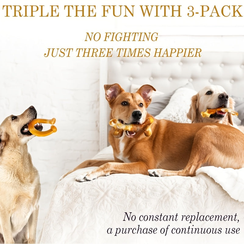 Tough Dog Chew Toy Set for Medium and Large Dogs, Textured Nylon Chewing Toys in 2-Piece or 3-Piece Bone Pack Options for Supervised Play