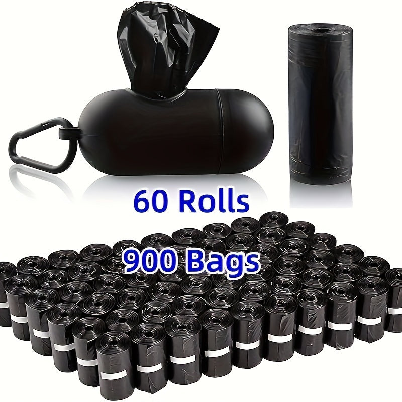 Dog Poop Bag Dispenser with D-Ring and 900 Waste Bags, 60 Refill Rolls for Everyday Dog Walks, Park Visits and Outdoor Pet Cleanup