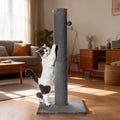Thick Cat Scratching Post for Large Cats, 41.73-Inch Tall Hardwood Scratcher with 5.7-Inch Column, Heavy Base and Replaceable Toy Balls, Gray