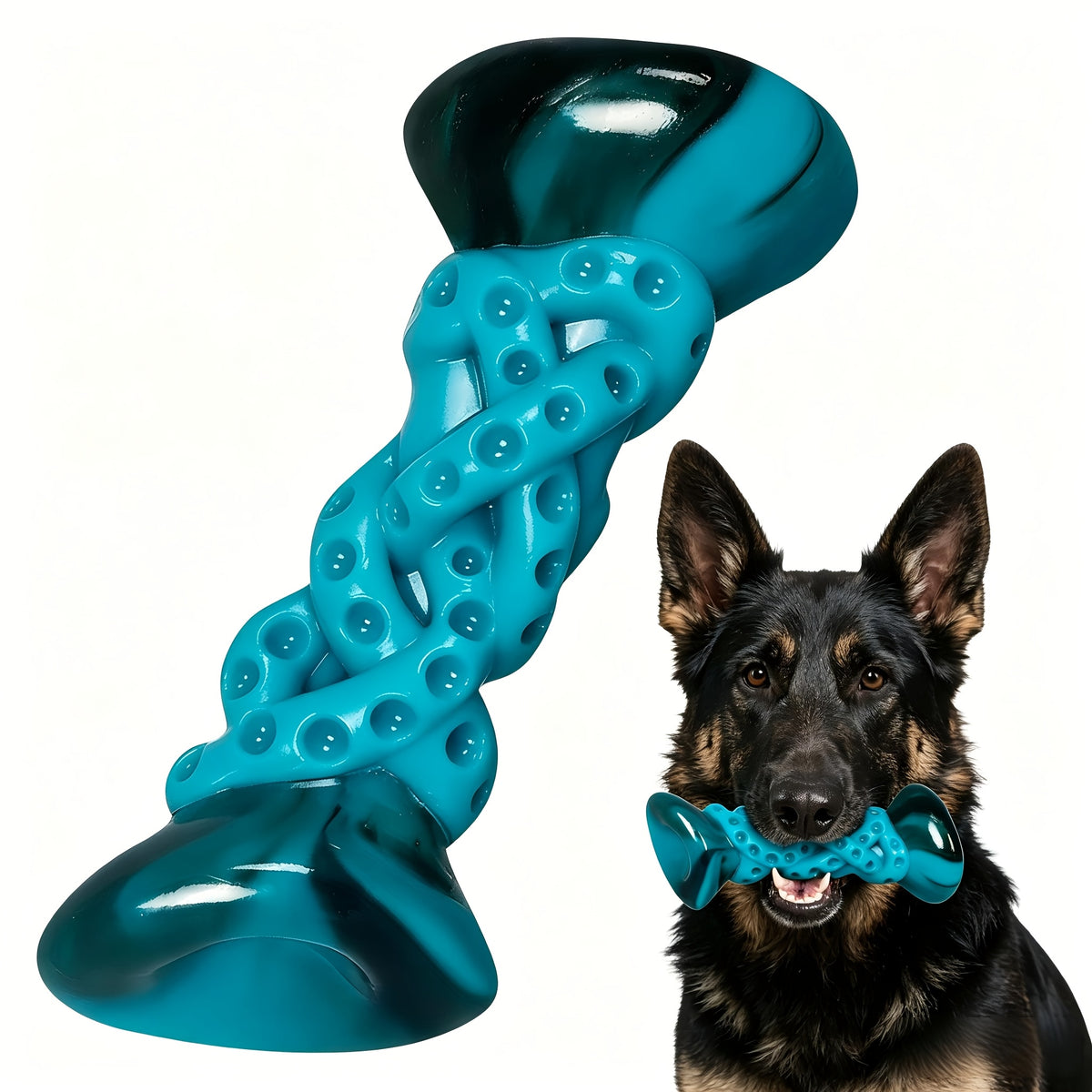 Textured Nylon Dog Chew Toy with Twisted Center and Flared Ends, Blue Bone-Style Pet Toy in Single-Piece Options for Supervised Chewing and Everyday Play