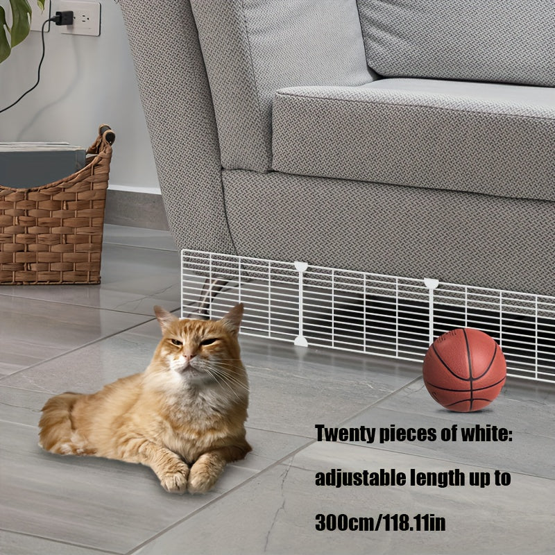 Under Couch Blocker for Pets and Toys, Under Sofa or Bed Gap Barrier in Black or White, 10 or 20 Piece Furniture Fence Pack for Home Use