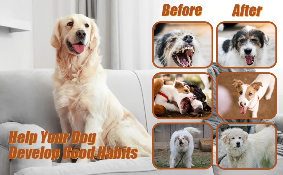 Bark Activated Dog Deterrent with 3 Ultrasonic Modes, USB Rechargeable 1500mAh Bark Control Device with Listed 50ft Range in Ivory White or Dark Gray