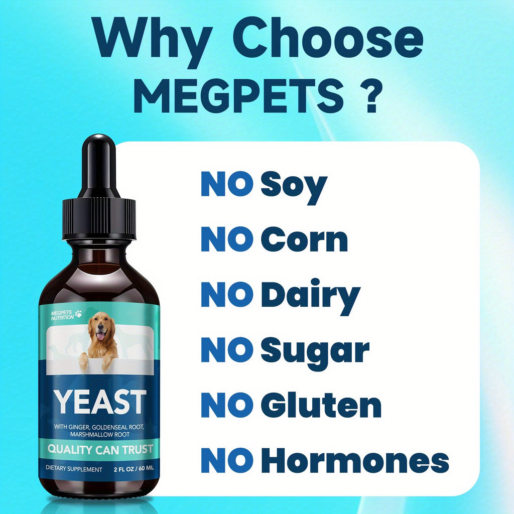 Yeast Health Drops for Dogs and Cats, 2 fl oz (60 mL) Liquid Dietary Supplement in Dropper Bottle with One, Two or Three Bottle Options