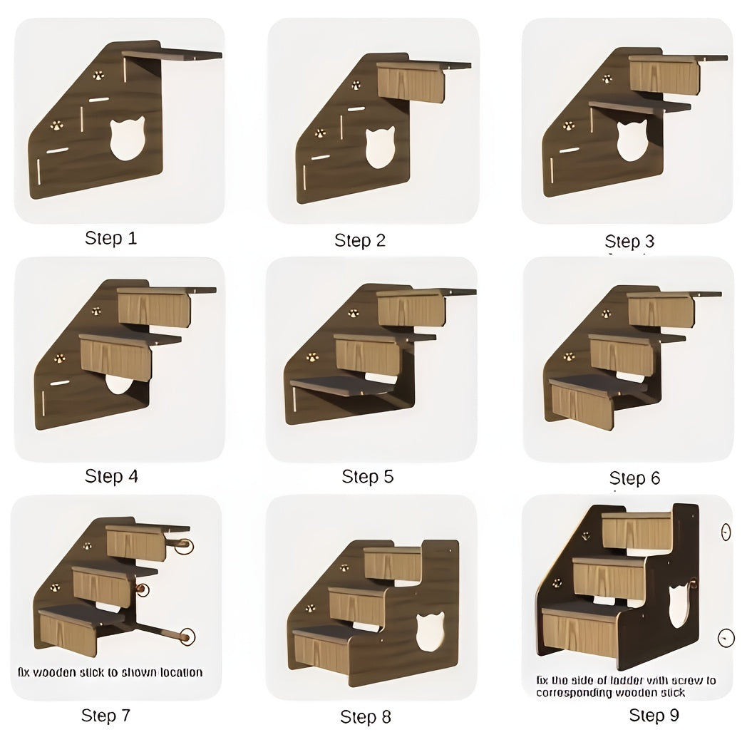 Dog Stairs with Side Rails for Small Pets, 15-Inch Three-Step Non-Slip Pet Steps with Ramp-Style Design for Couch and Suitable Bed Heights